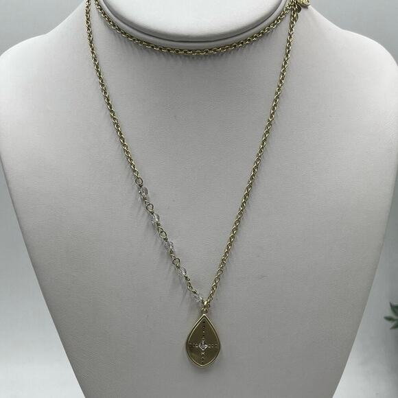Silpada K & R Weekender Gold Plated Teardrop Crystal Accent necklace KRN0084 - Picture 1 of 15
